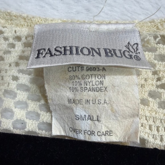 VTG Fashion Bug S Tie Front Knit Top Cream Sheer Crochet Coquette Cottage Y2K - Picture 5 of 8